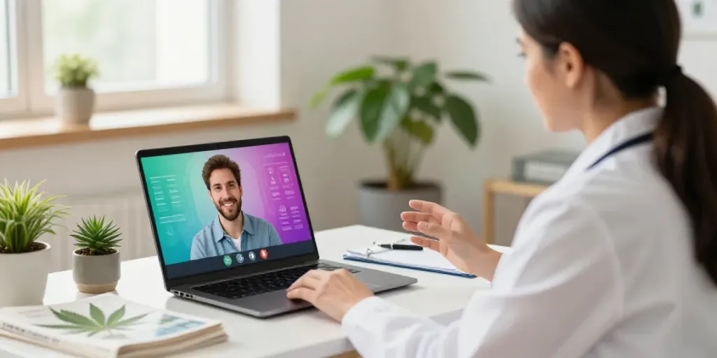 Engaging PA MMJ card online consultation with a healthcare professional.