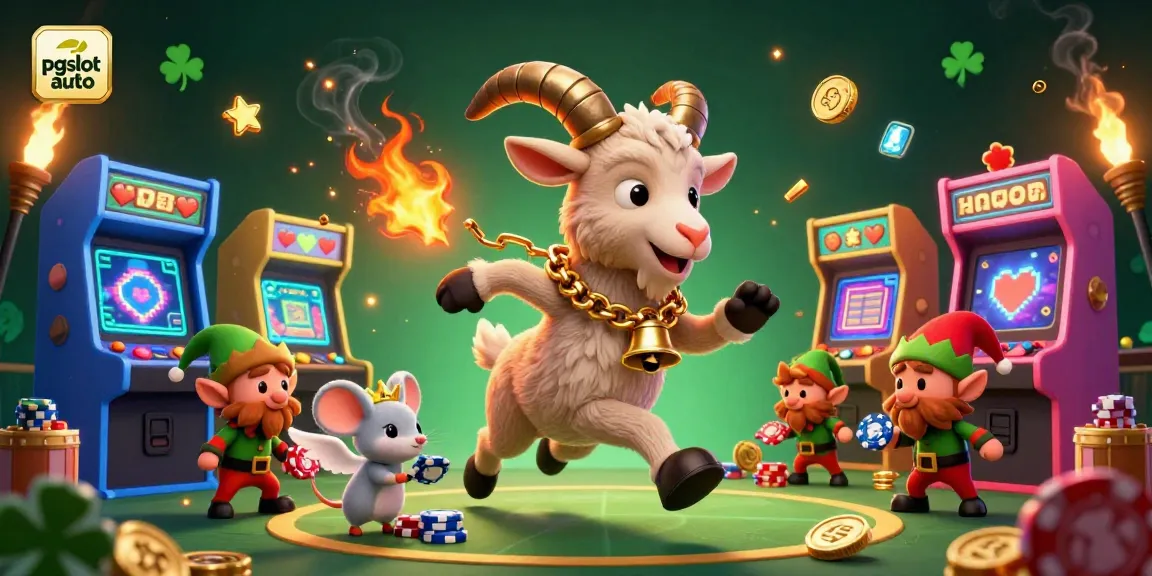 Experience the thrills of pgslot auto with a lively casino scene featuring Krampus and playful characters.