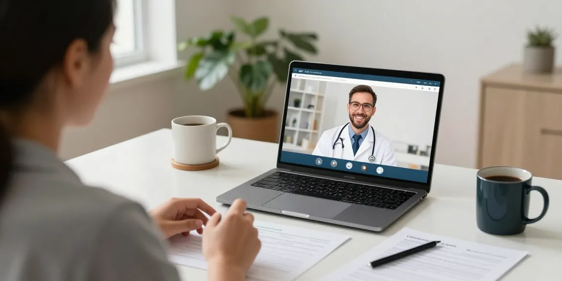 Patient consulting online for an Ohio MMJ card with a doctor in a cozy home office.