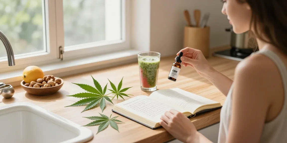Properloud premium CBD oil tincture preparation in a wellness kitchen, highlighting natural health.