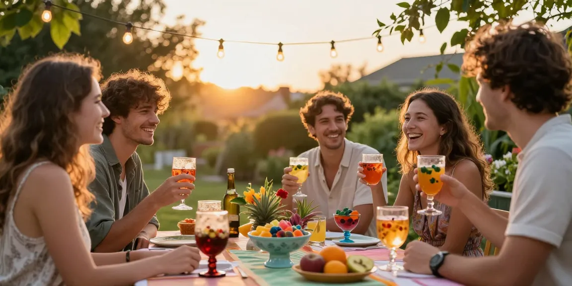 Friends enjoying THC gummies and drinks at an outdoor party, highlighting the chance to buy THC gummies online for fun gatherings.