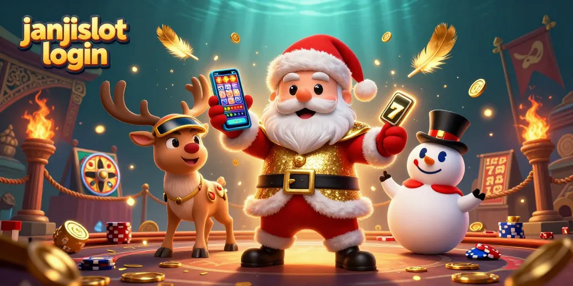 Engage in fun with janjislot login as Santa and friends celebrate winning moments with vibrant casino elements.