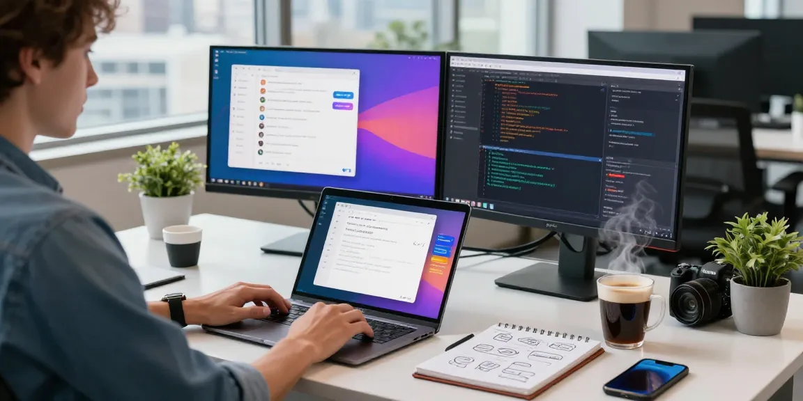 Using the Telegram Web Version on a laptop in a modern office.