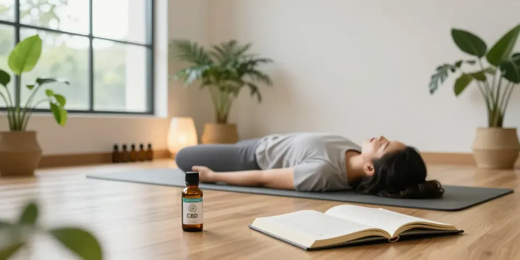 Experience the calming benefits of cheap dabs with premium CBD oil in a peaceful yoga studio.