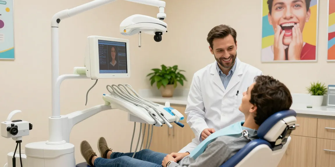 Visit the dentist for a friendly consultation in a welcoming dental clinic environment.
