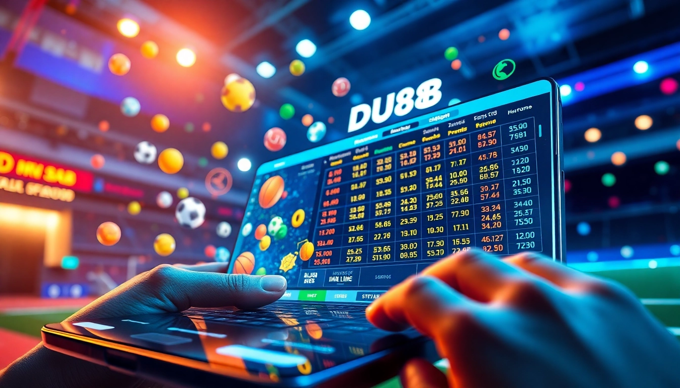 Engaging visual of online betting on https://du88.cx/ showcasing sports icons and interface highlights.
