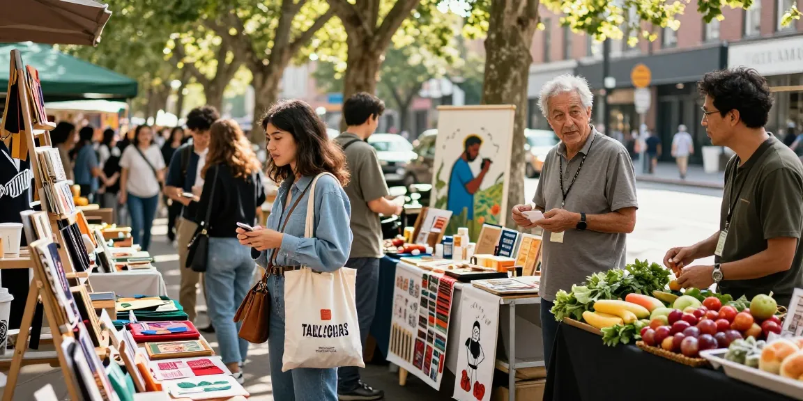 Vibrant urban shopping scene at https://forumup.org/shop/search.php?ca_id=&addr1=&addr2=&addr3=&schKeyword, showcasing diverse individuals engaged in a lively market.