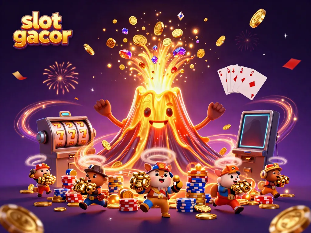 Experience captivating moments with the slot gacor as golden coins flow from a triumphant volcano.