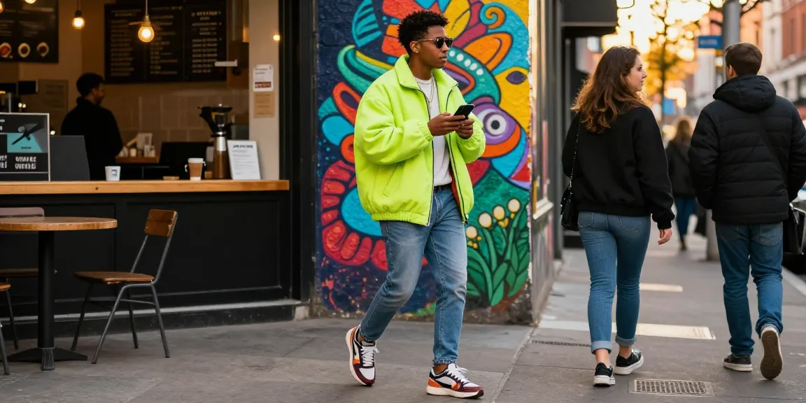 Vibrant urban lifestyle moment with stylish individual exploring city streets, showcasing cika4d fashion.