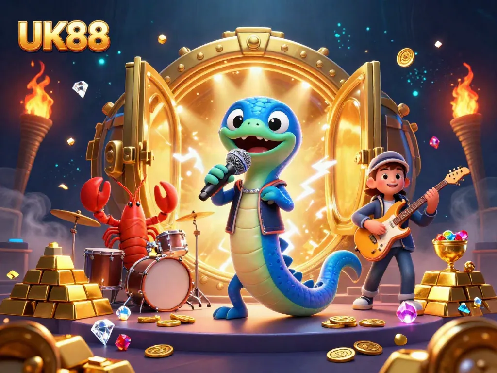 Experience excitement at UK88's underwater casino with vibrant characters and treasures.