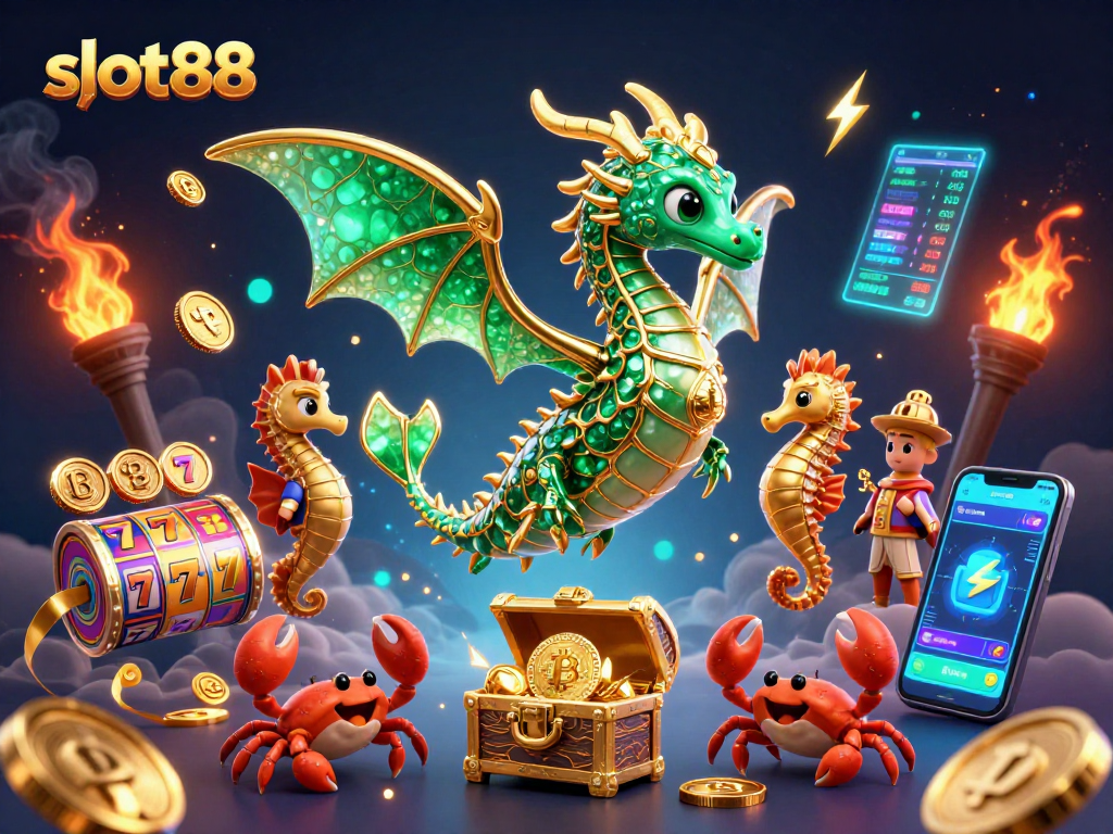 Experience the excitement of slot88 with emerald sea dragons and vibrant jackpot reels.