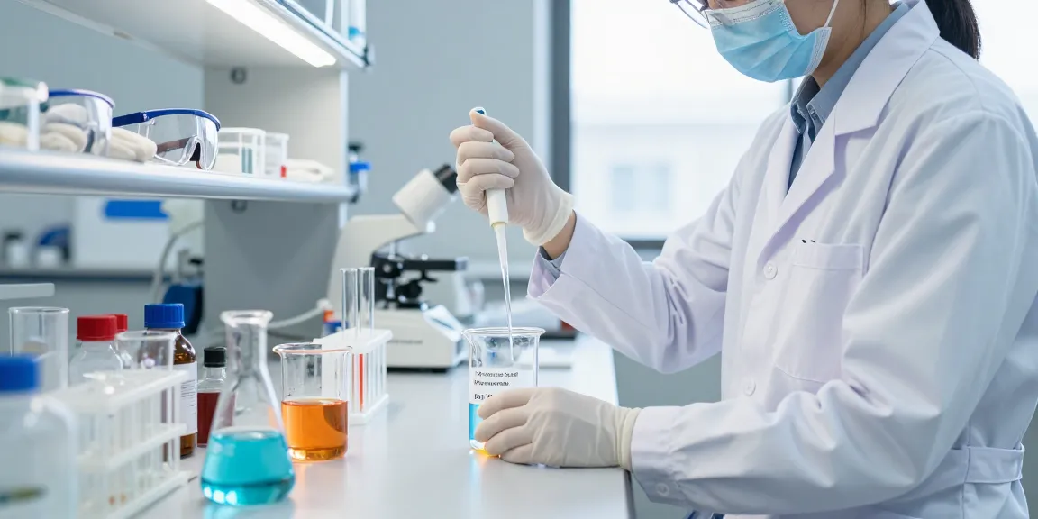 Researcher analyzing chemical samples to buy ethanol in bulk for laboratory processes.