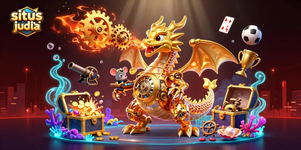 Engage in situs judi bola with an immersive 3D dragon-themed illustration featuring dynamic betting elements.