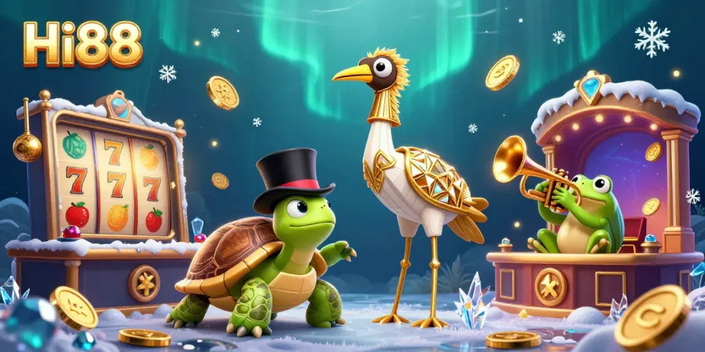 Experience thrilling gameplay at Hi88 with vibrant 3D illustrations of casino excitement.