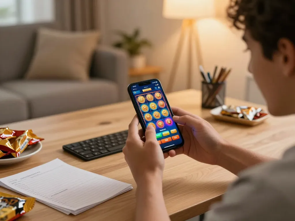 Exciting moment in online gaming as a player engages with depo 10k slot game on mobile app.