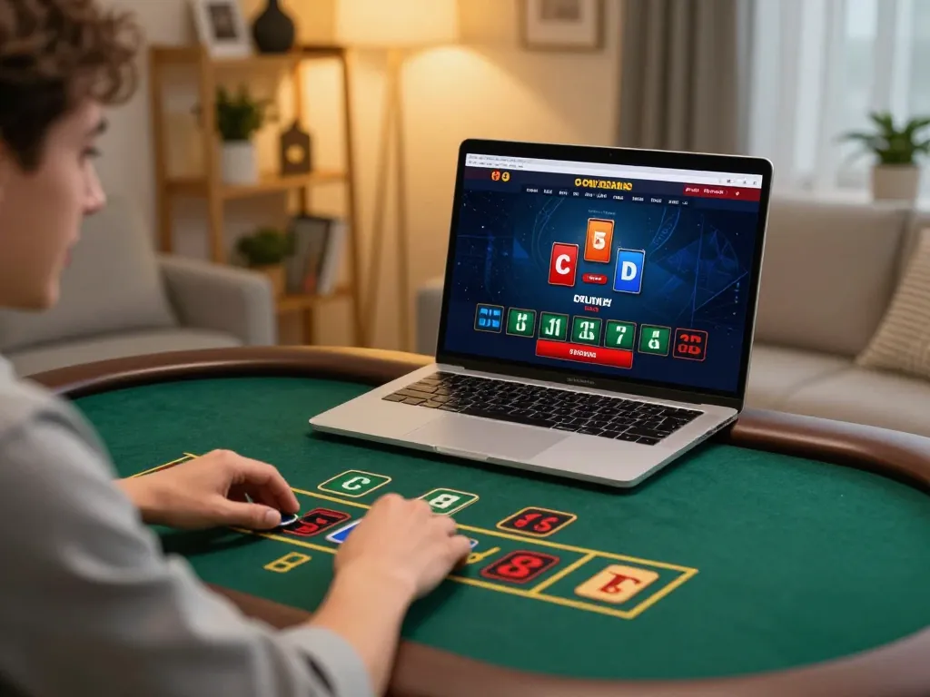 Player engaging with sc88 online blackjack table on laptop in a cozy home setting