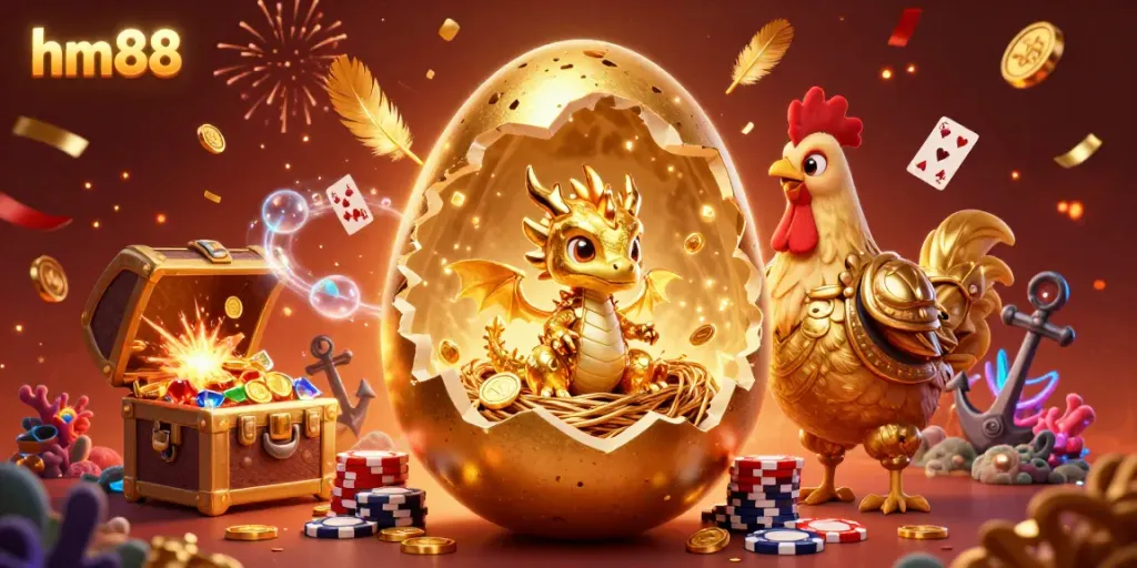 Experience thrilling gaming with the hm88 baby dragon and golden egg at the casino.