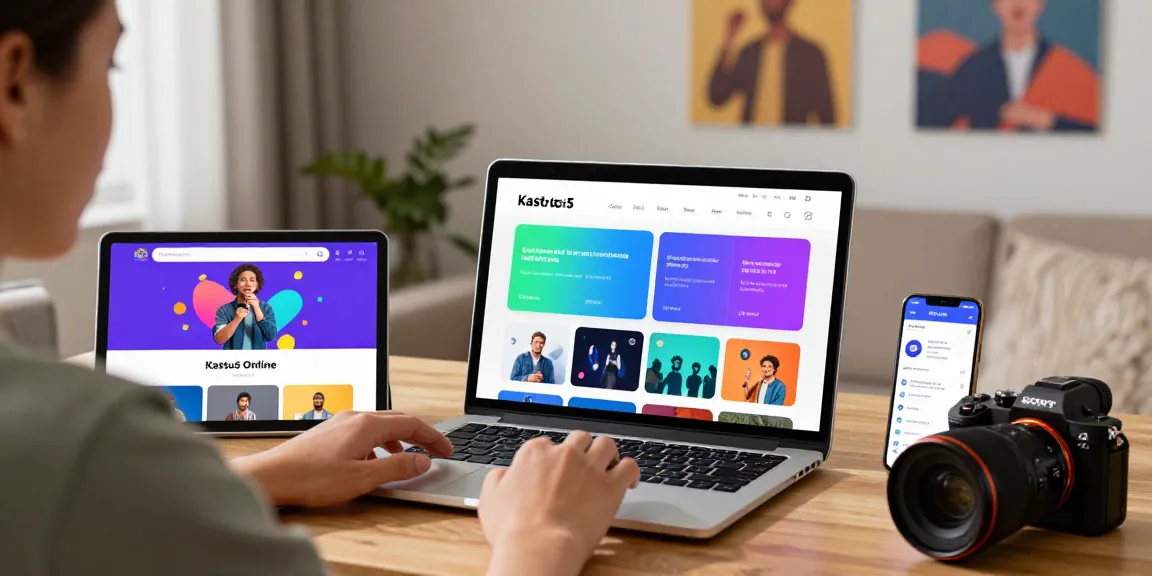 Platform Katsu5 Online dengan tampilan interaktif yang ramah di laptop, pengguna menikmati fitur menarik di rumah.