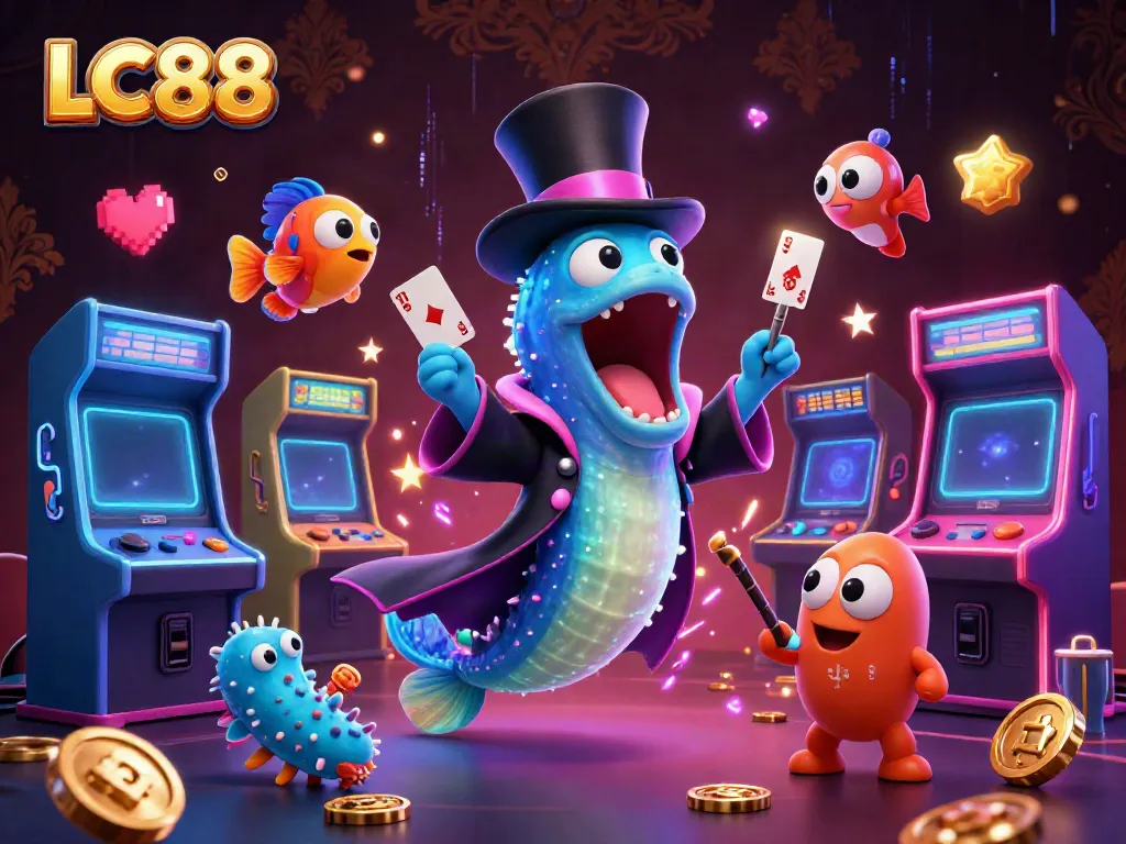 LC88's vibrant casino scene with magical sea creatures illustrating gambling excitement.