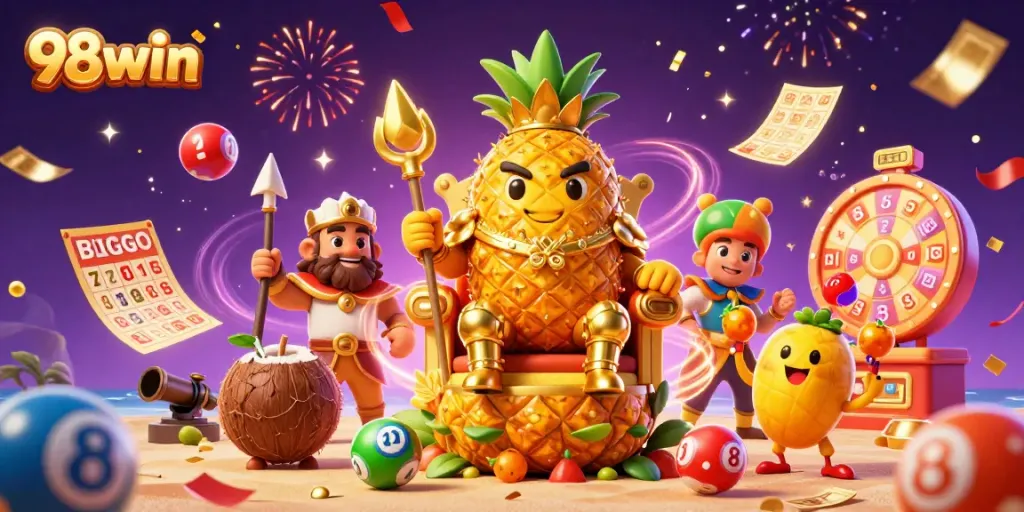 Engage in thrilling games at 98win with vibrant casino elements and characters.