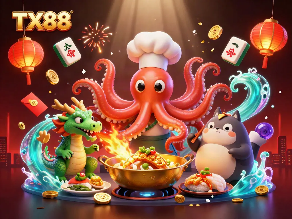 Engage with the vibrant world of TX88 featuring dynamic characters enjoying a colorful casino experience.