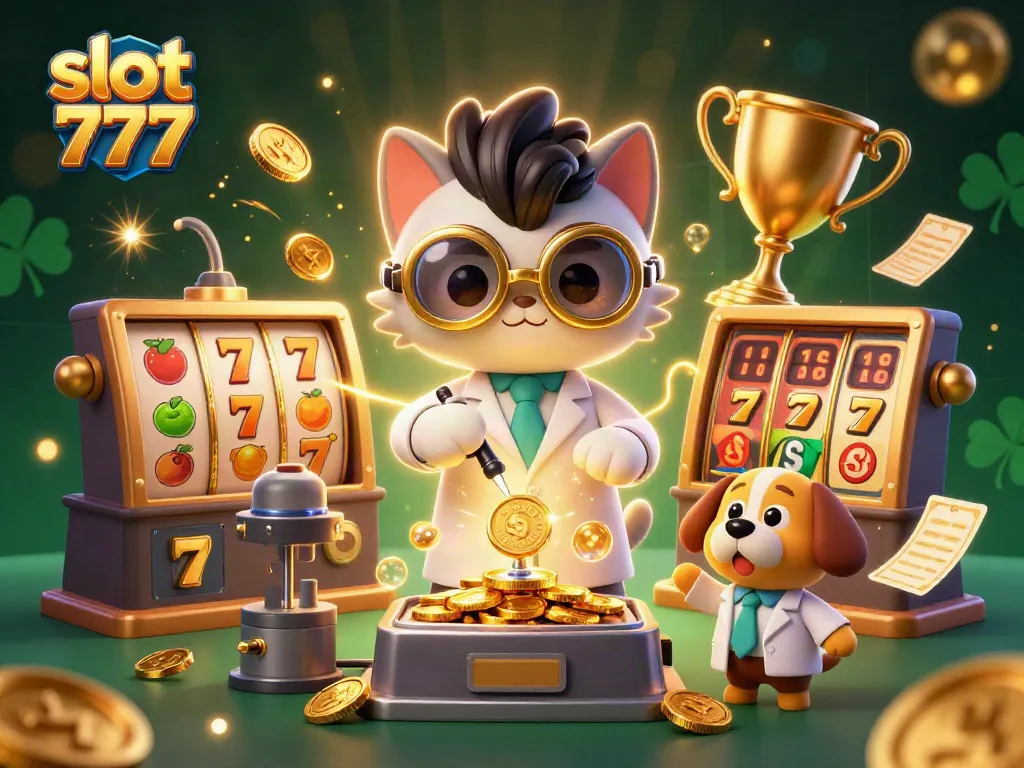 Menangkan jackpot slot 777 dengan karakter ilmuwan kucing dan anjing dalam peragaan yang penuh warna.