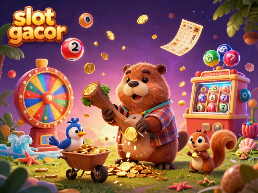 Engage in thrilling slot gacor adventures with cartoon characters celebrating wins and joyful moments.