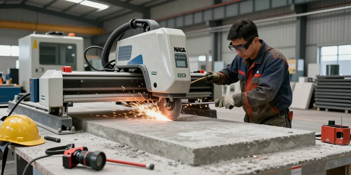 NAGA2000 concrete cutting in action by technician in industrial workshop
