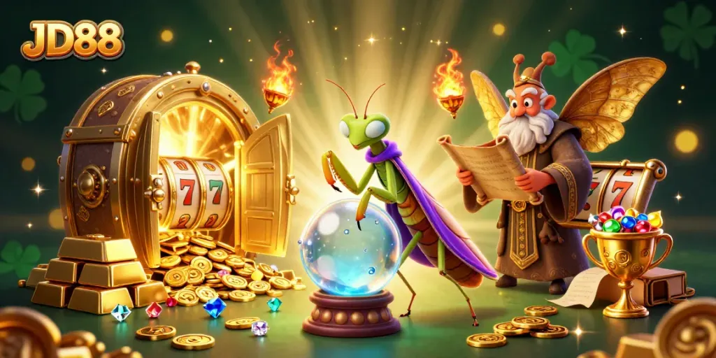 Engage in thrilling gaming at JD88, featuring a fortune teller and lavish golden rewards.