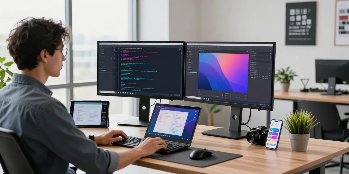 Innovative workspace with developer using Snipaste下载 for efficient screenshot management.