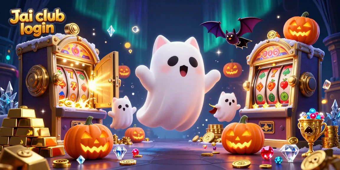 Engage with thrilling games at Jai club login as a friendly ghost cat and vampire bat explore a magical casino.