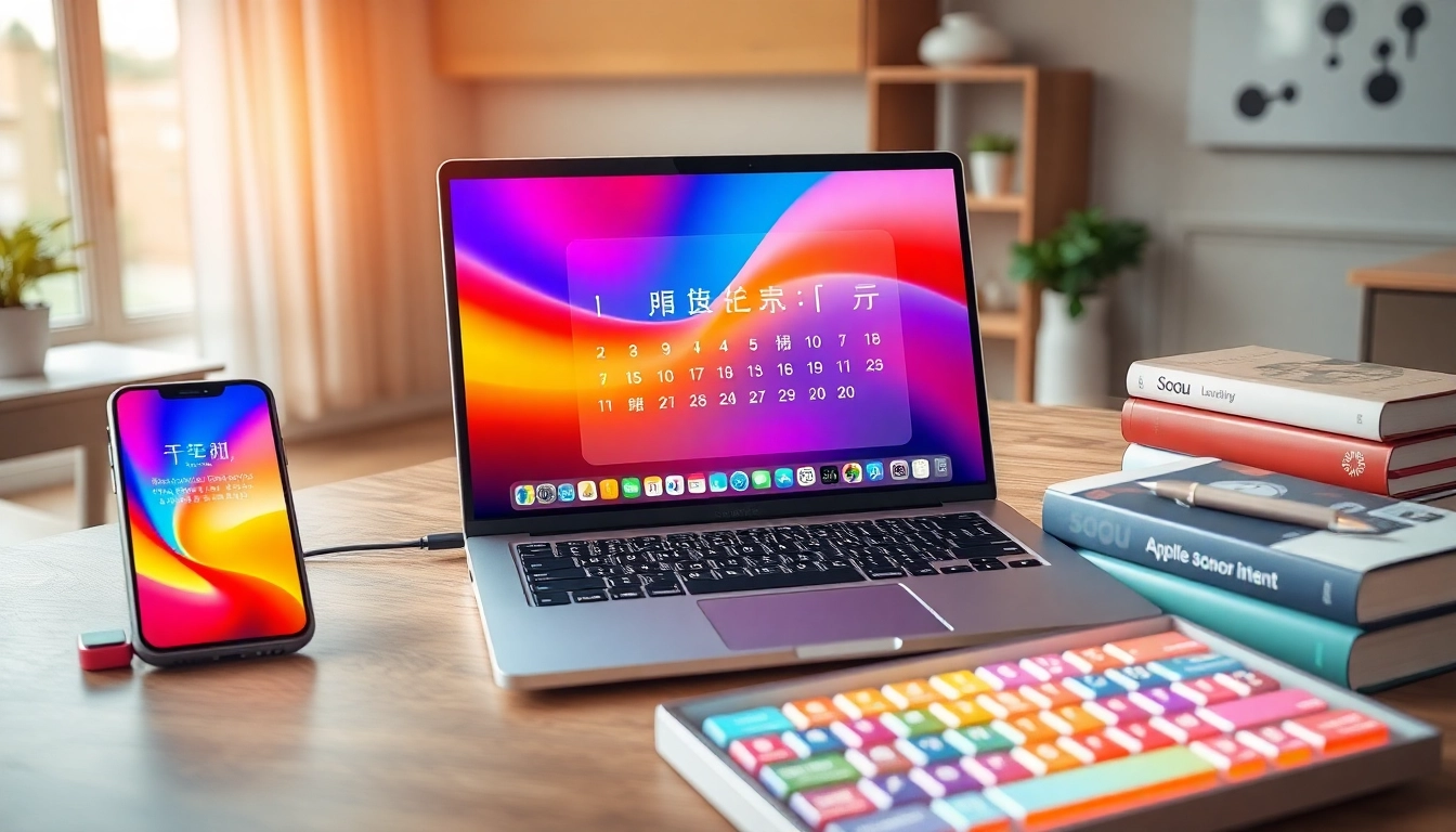 Sogou Pinyin Input Method interface displayed on a modern workspace with vibrant colors and customization options.