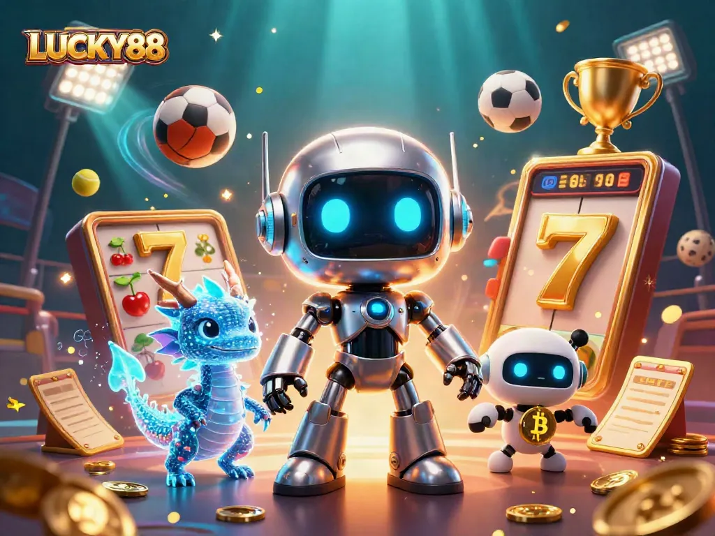 Experience the thrills of LUCKY88 with thrilling slot reels and vibrant characters in a dynamic casino atmosphere.
