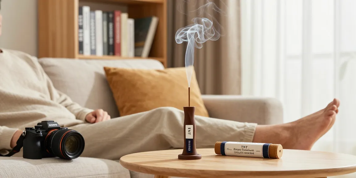 Enhance relaxation using TNT Liquid Incense in a cozy setting.