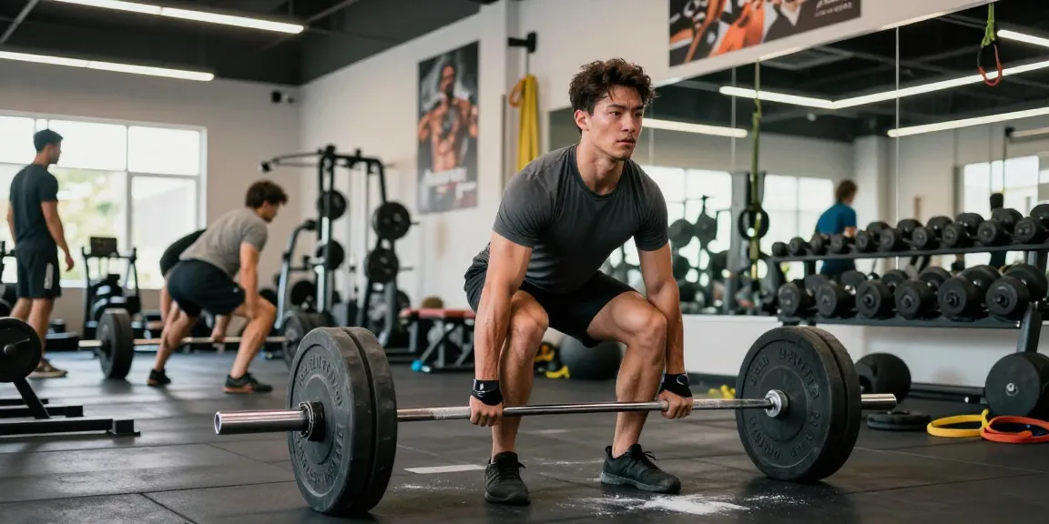 Athletic man lifting weights at the gym showcasing Deus Medical Steroids for enhanced performance.