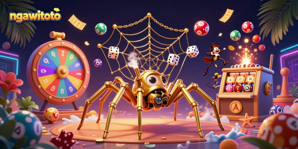 Join the thrilling world of ngawitoto, capturing lucky moments with colorful lottery elements and steampunk visuals.