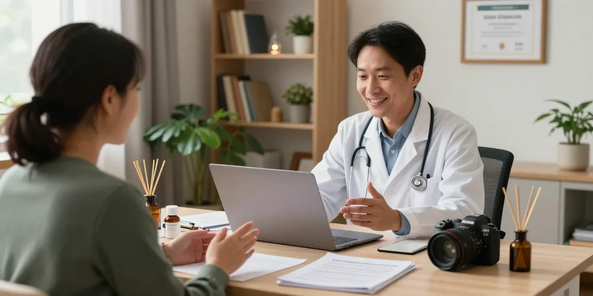 Patient consulting for an MMJ card Ohio in a calm home office, highlighting telemedicine.
