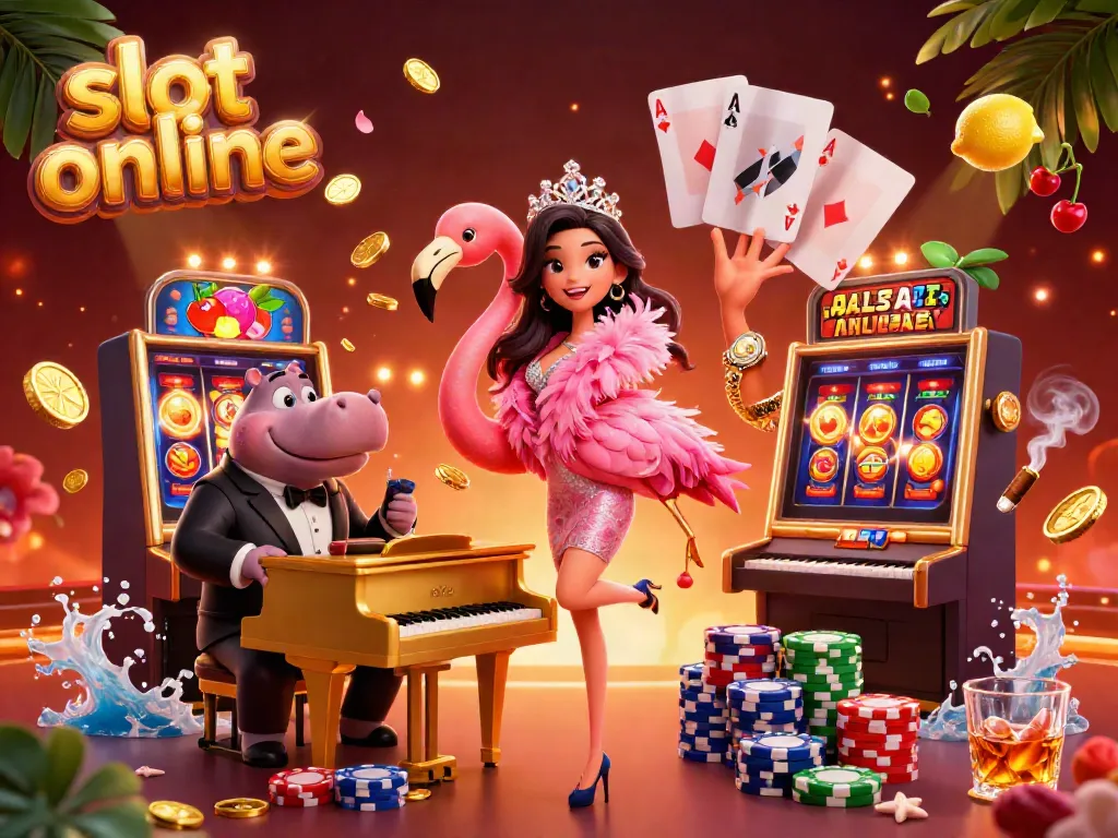 Menggenggam slot online dengan berbagai simbol keberuntungan dan suasana kasino yang menyenangkan.