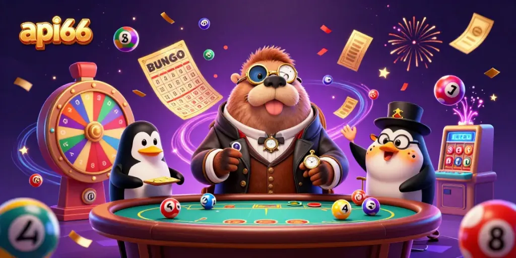 Engage in winnings with api66 at an underwater casino featuring a walrus, penguin dealer, and pufferfish.