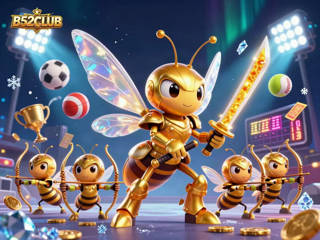 Experience adventurous gaming with B52CLUB in this vibrant 3D casino illustration