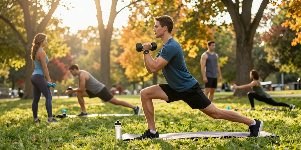 Unique Pharma Steroid Shop fitness enthusiast exercising outdoors with dumbbell.