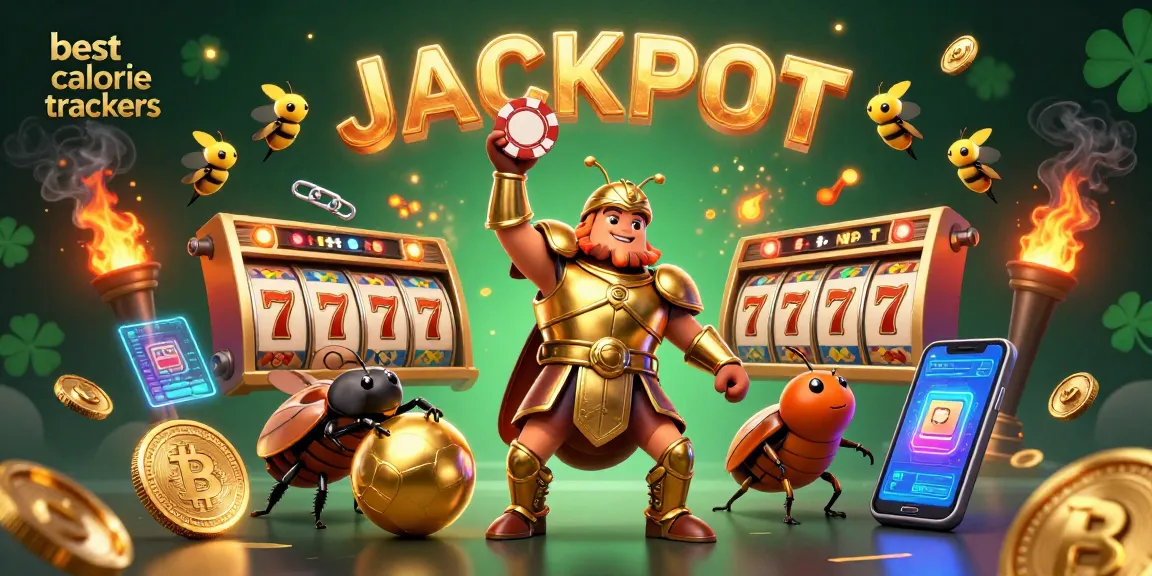 Engage with the best calorie trackers in this vibrant casino-themed 3D illustration featuring beetles and gambling icons.