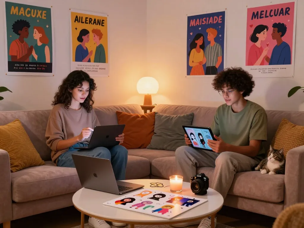 Engaging in nsfw ai chat in a cozy digital environment with warm lighting.