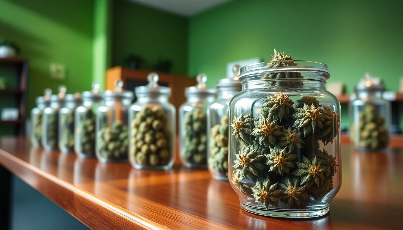 Learn about the cost of ounce of weed with pristine cannabis displayed elegantly in a dispensary.