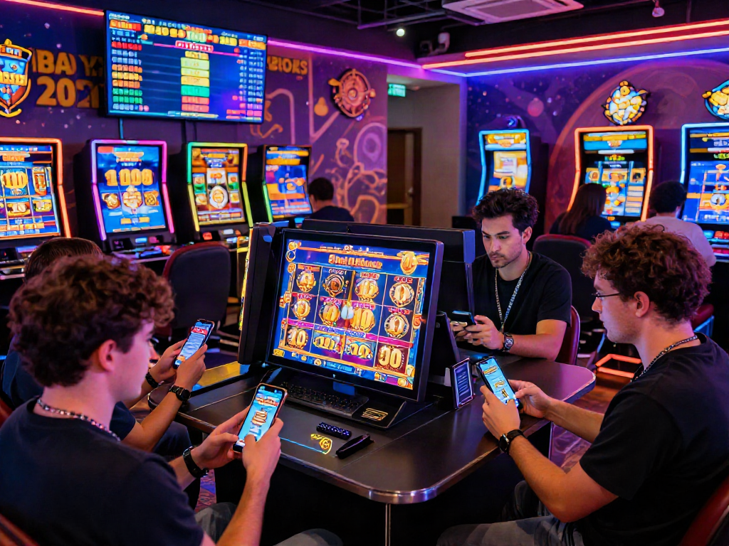 Exciting online gaming atmosphere with players engaging in slot bonus new member 100 promotions.