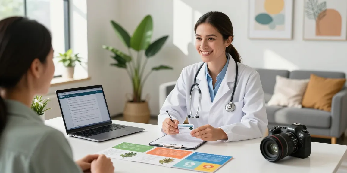 Consultation for Medical Marijuana Card Online with professional and patient in bright office setting.