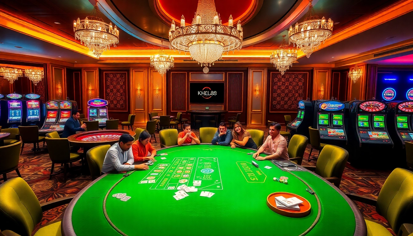 Khela88 VIP players enjoying an exclusive casino experience with luxury decor and exciting games.