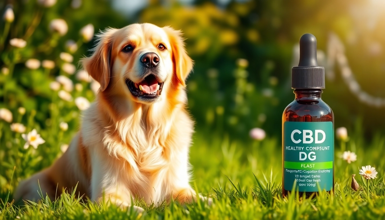 Golden retriever enjoying sunlight alongside CBD Oil For Dog, promoting wellness and health.