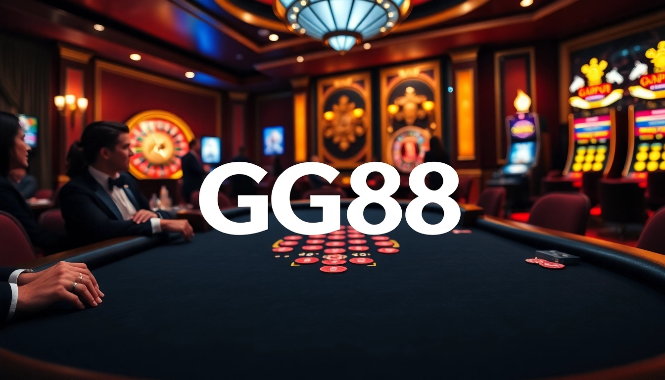 Players enjoying a thrilling game at the GG88 casino table with vibrant ambiance.