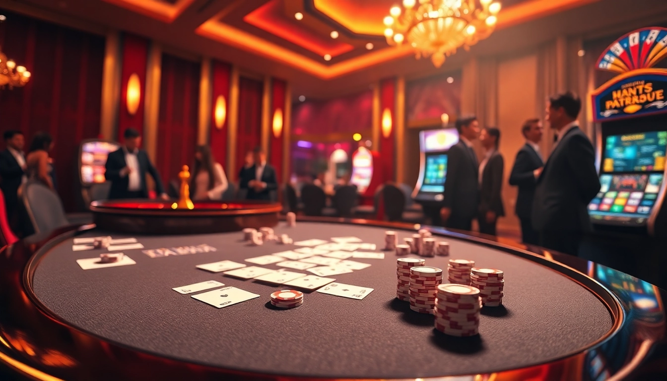 Experience the excitement at https://rr88c.org/ with a vibrant casino scene featuring poker and slot machines.